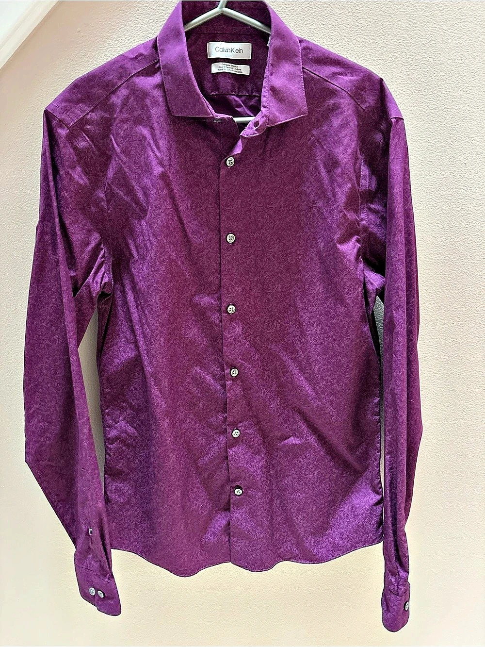 Calvin Klein Extreme Slim Fit Men's Purple Dress Shirt Size 15 34/35 Like New